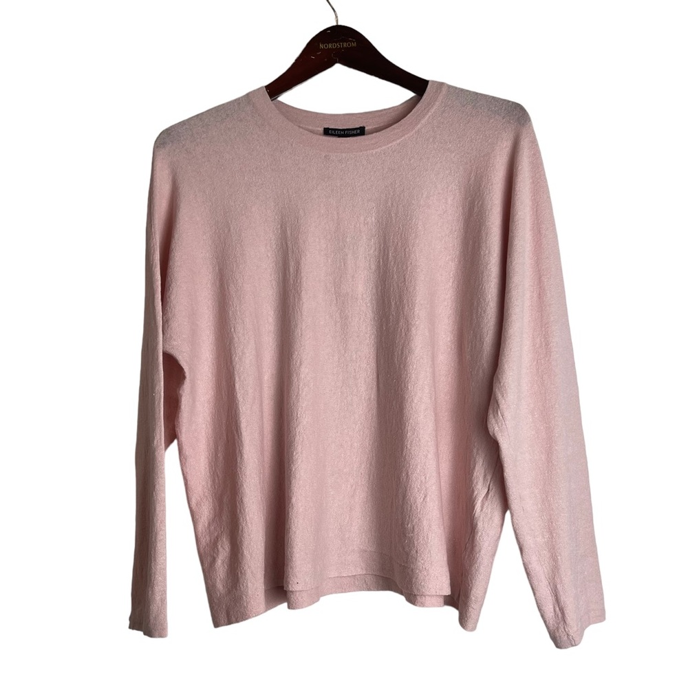 EILEEN FISHER Women’s Pink Linen Crepe Stretch Shirt Sz S Lightweight Coastal